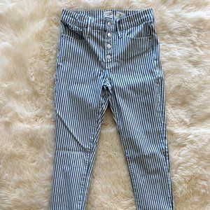 J. Crew 9" high-rise toothpick jean in stripe